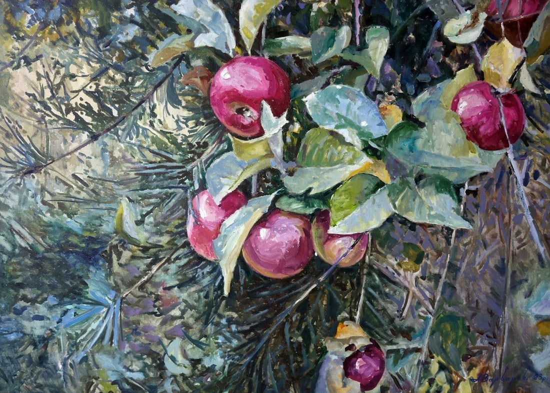 Oil painting September forest paradise apples Varvarov Anatoly Viktorovich (1 of 7)