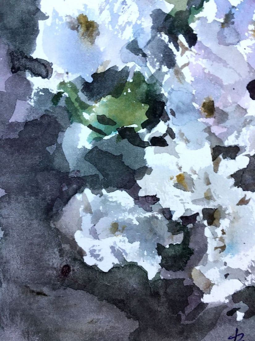 Watercolor painting White flower Viktor Mikhailichenko - 3