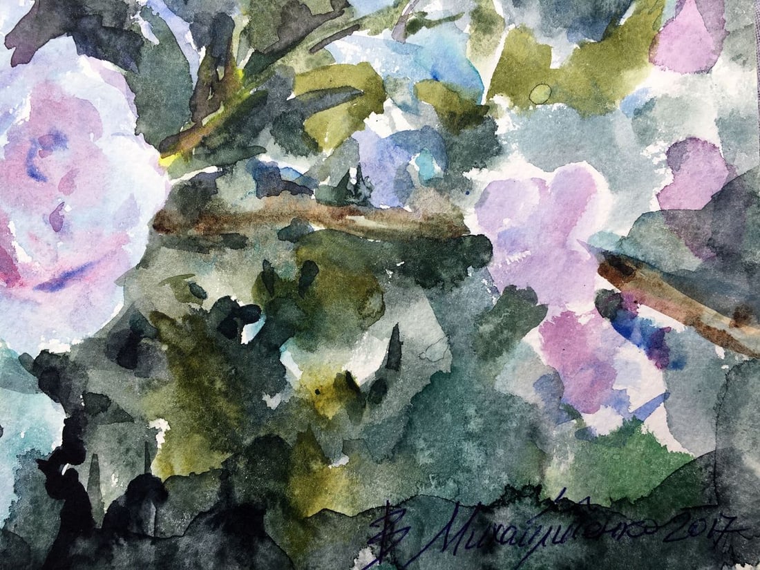 Watercolor painting Roses Viktor Mikhailichenko - 5