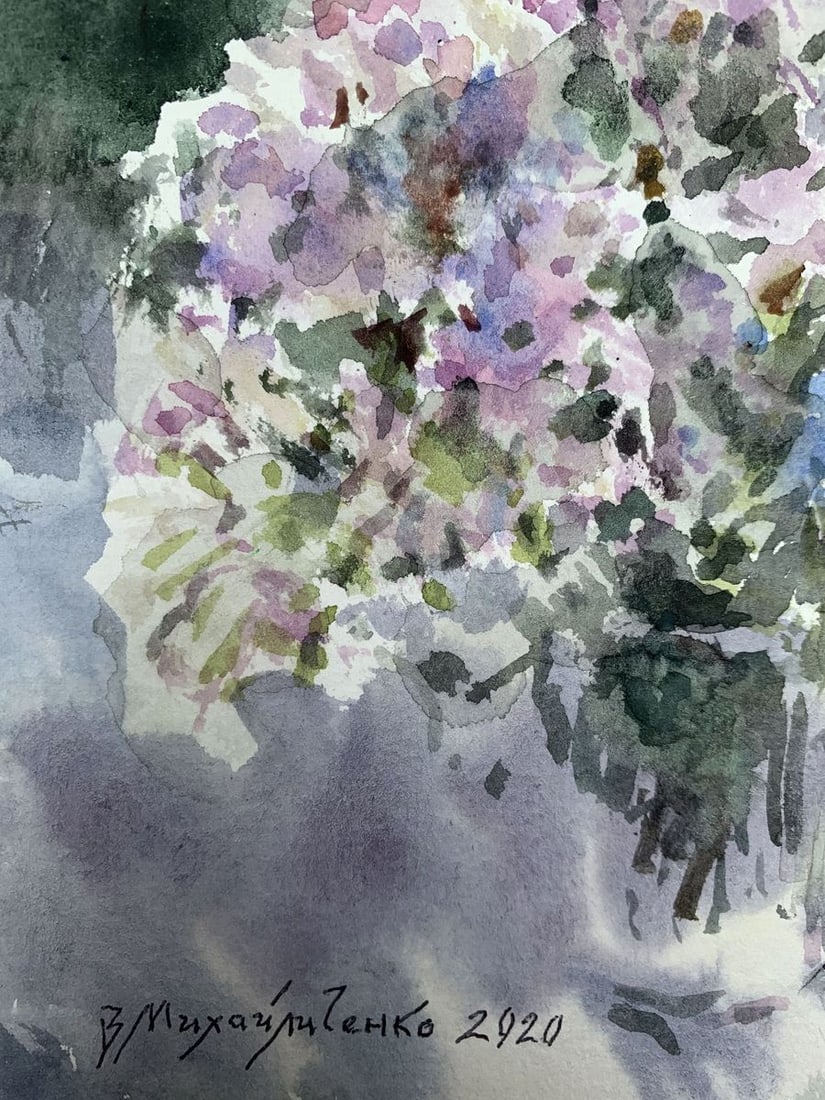 Watercolor painting Lilac bouquet Viktor Mikhailichenko - 4