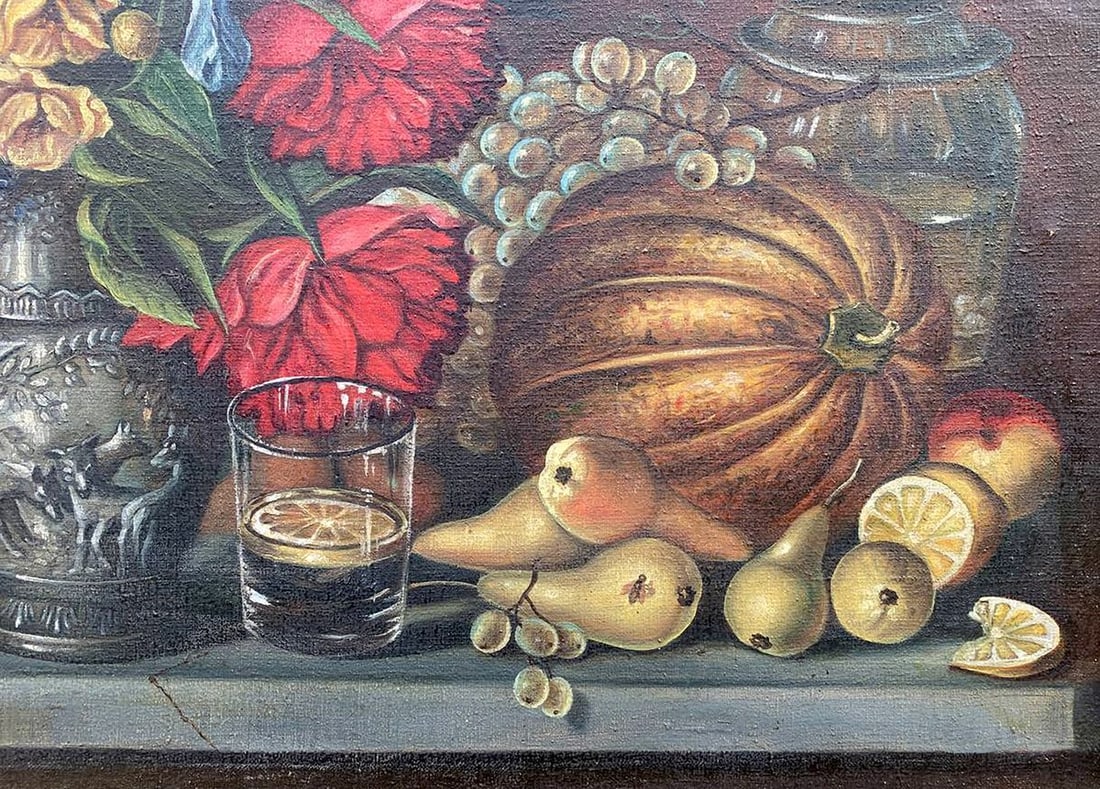 Oil painting Flowers and fruits Unknown artist - 3