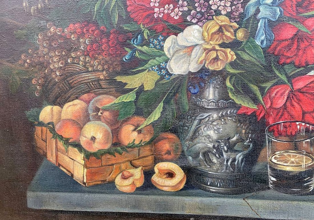 Oil painting Flowers and fruits Unknown artist - 8