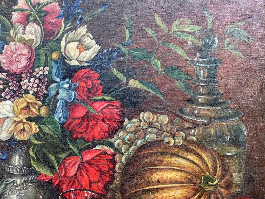 Oil painting Flowers and fruits Unknown artist - 9