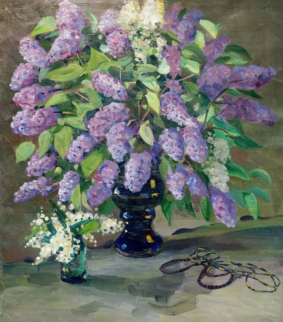 Oil painting Lilac bouquet