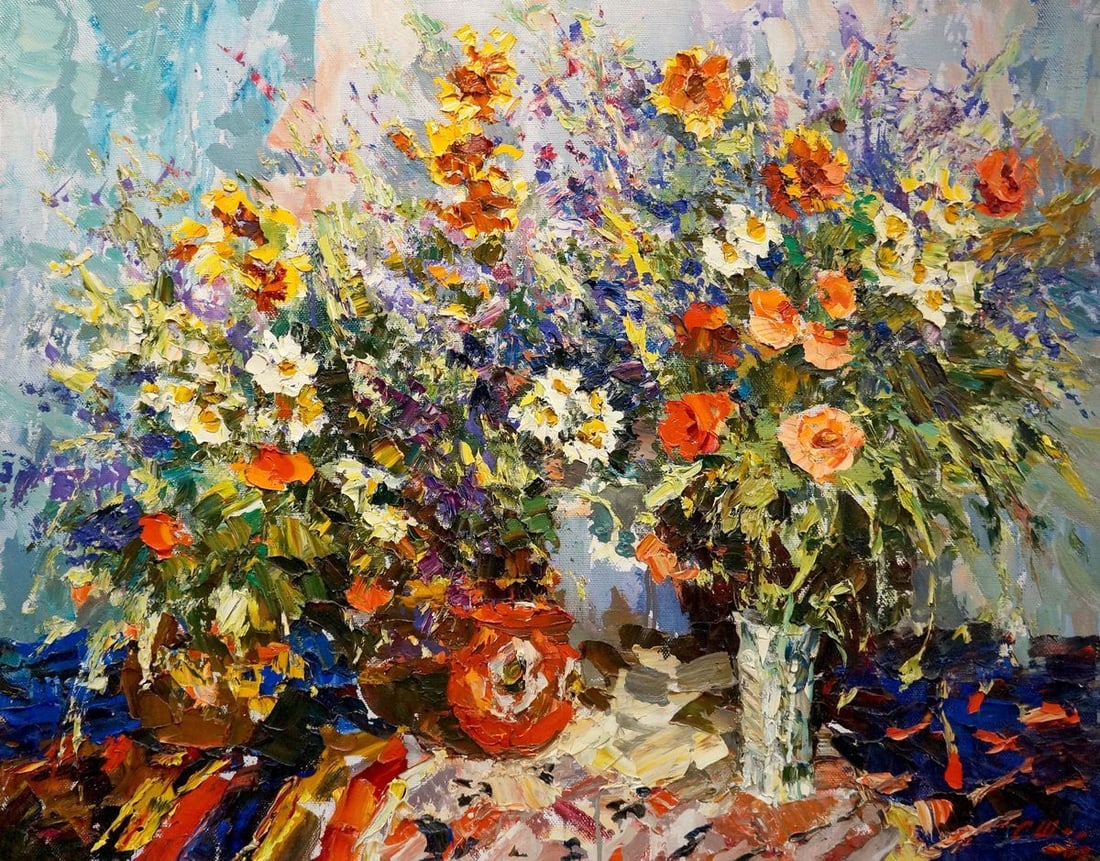 Oil painting Flowers Shapovalov Sergey Gavrilovich: Title: Oil painting Flowers Shapovalov Sergey Gavrilovich Description: Verns 914 *** ABOUT THIS PAINTING *** * TITLE: "Flowers" * ARTISTS: Shapovalov Sergey Gavrilovich * SIZE: 80x100 cm/'31.49x39.37 