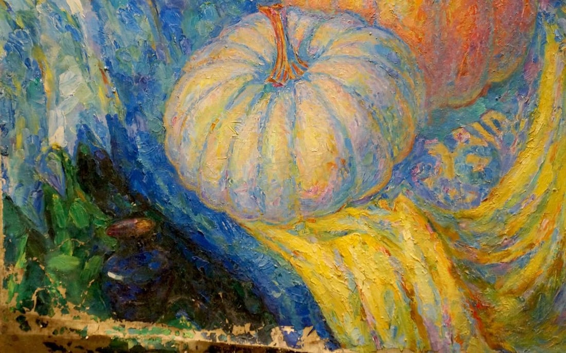 Oil painting Rooster on a pumpkin Tytarenko Odarka Anatoliivna - 2