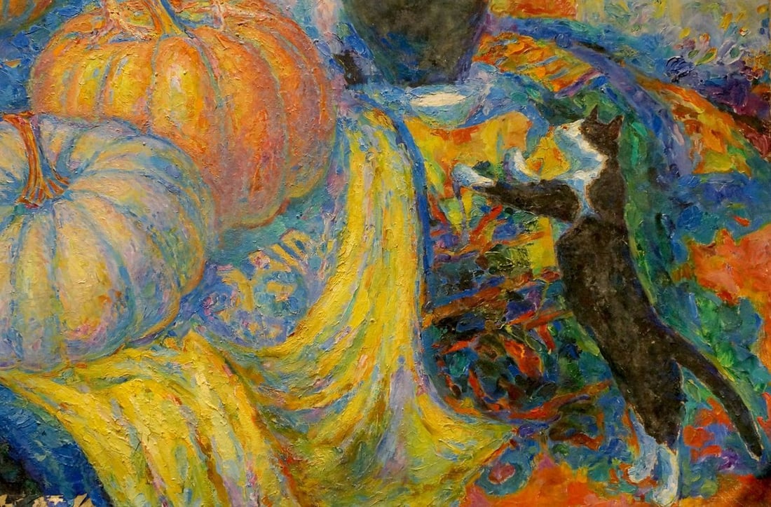 Oil painting Rooster on a pumpkin Tytarenko Odarka Anatoliivna - 5