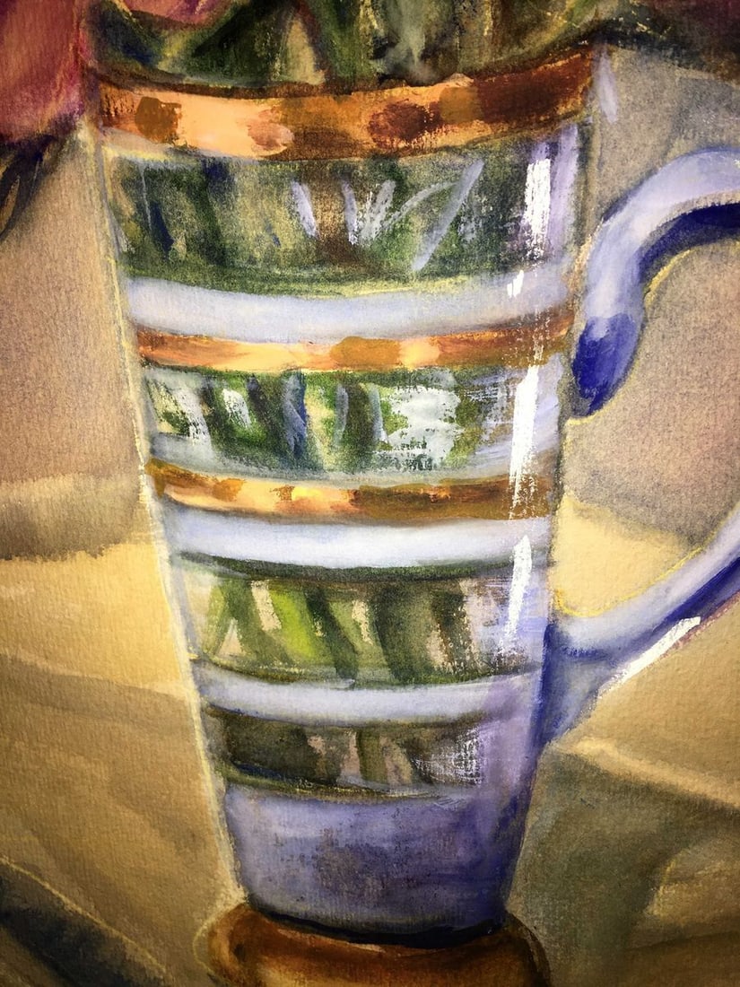 Morning still life with flowers watercolor painting - 5