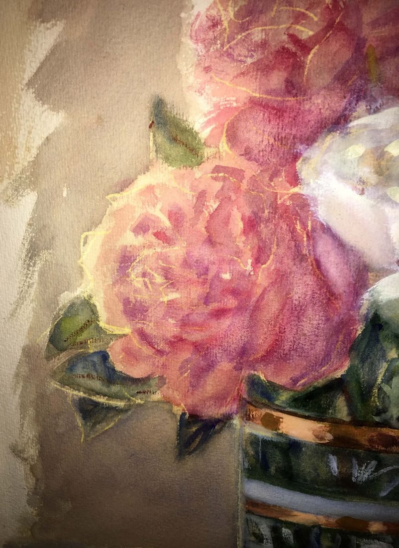 Morning still life with flowers watercolor painting - 6