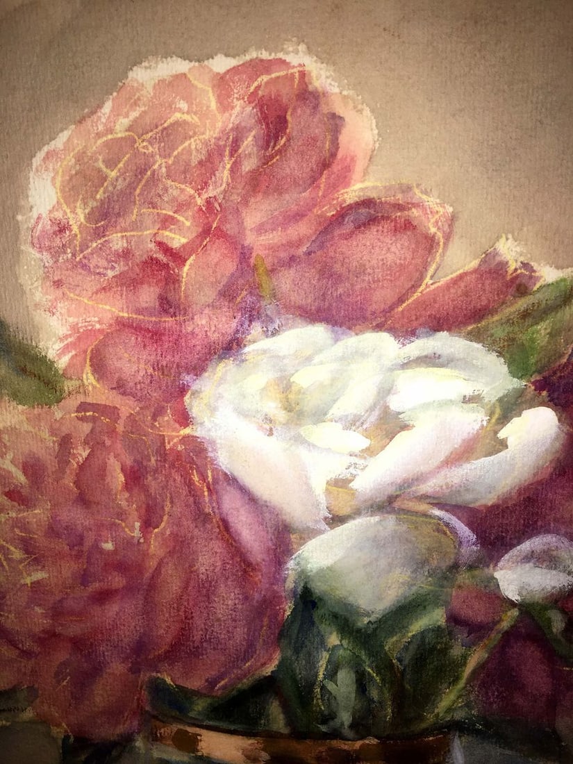 Morning still life with flowers watercolor painting - 7
