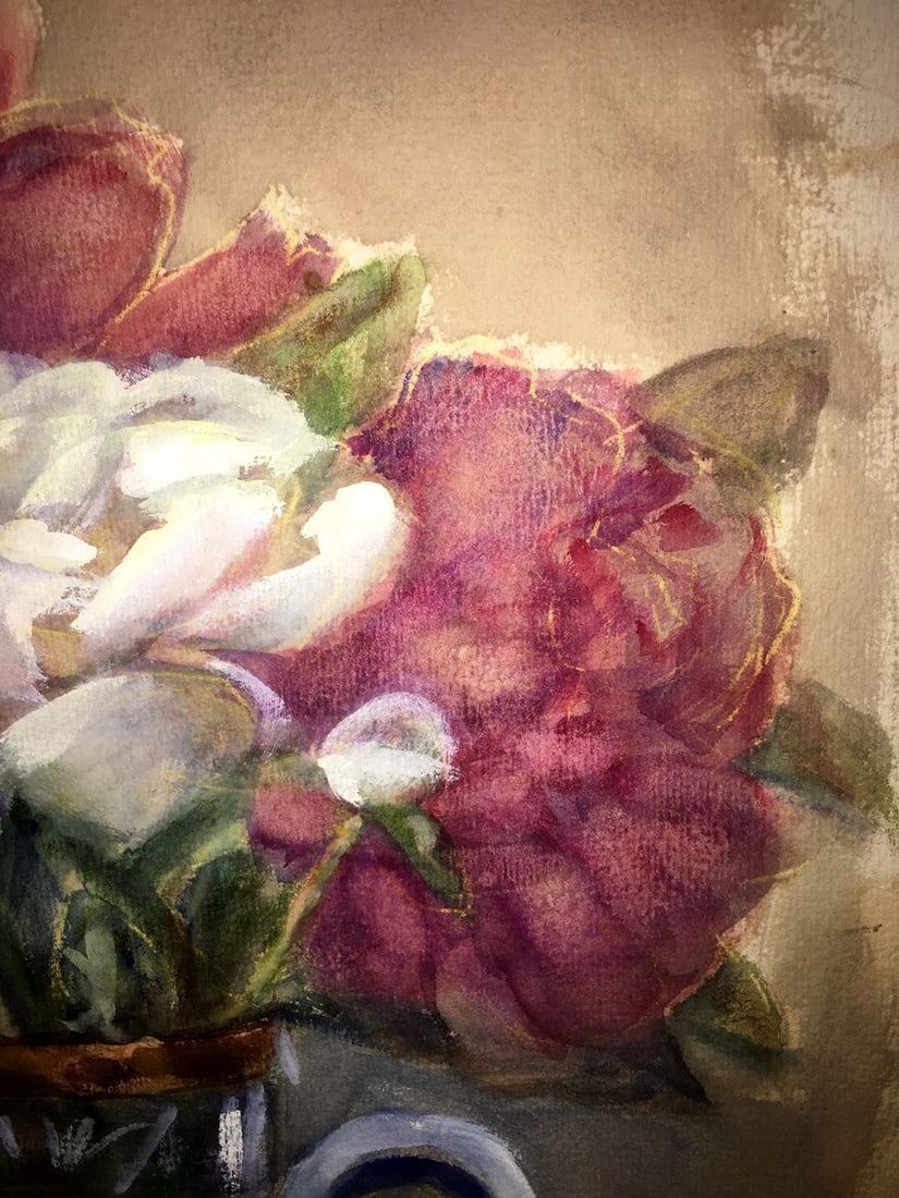 Morning still life with flowers watercolor painting - 8