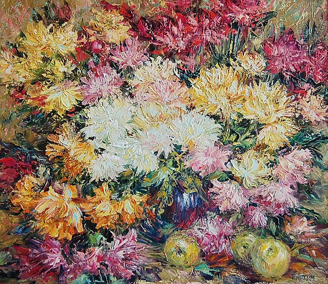 Oil painting Chrysanthemums from home Kotmin Olga (1 of 6)