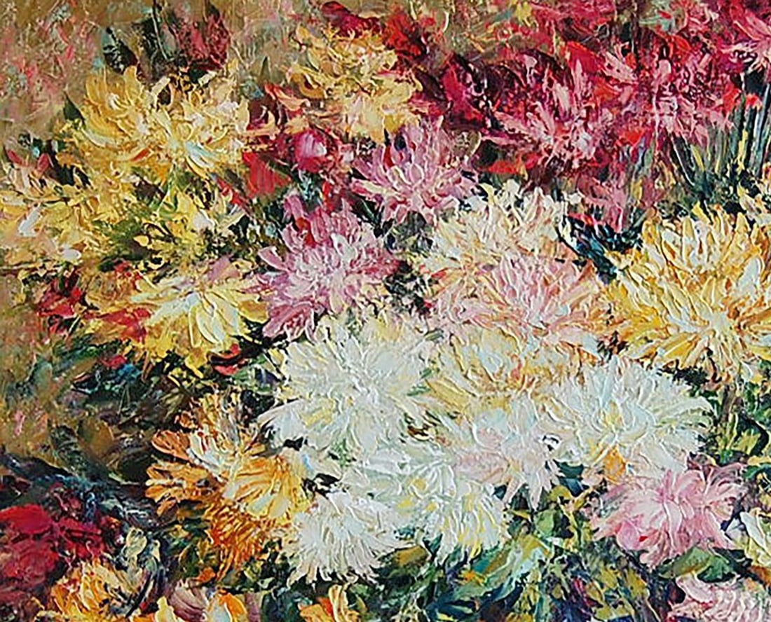 Oil painting Chrysanthemums from home Kotmin Olga - 2