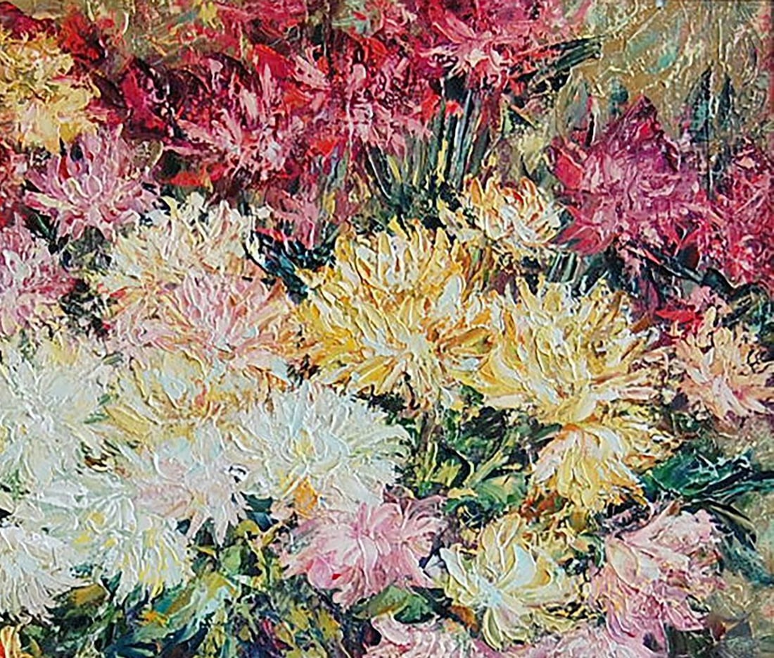 Oil painting Chrysanthemums from home Kotmin Olga - 3