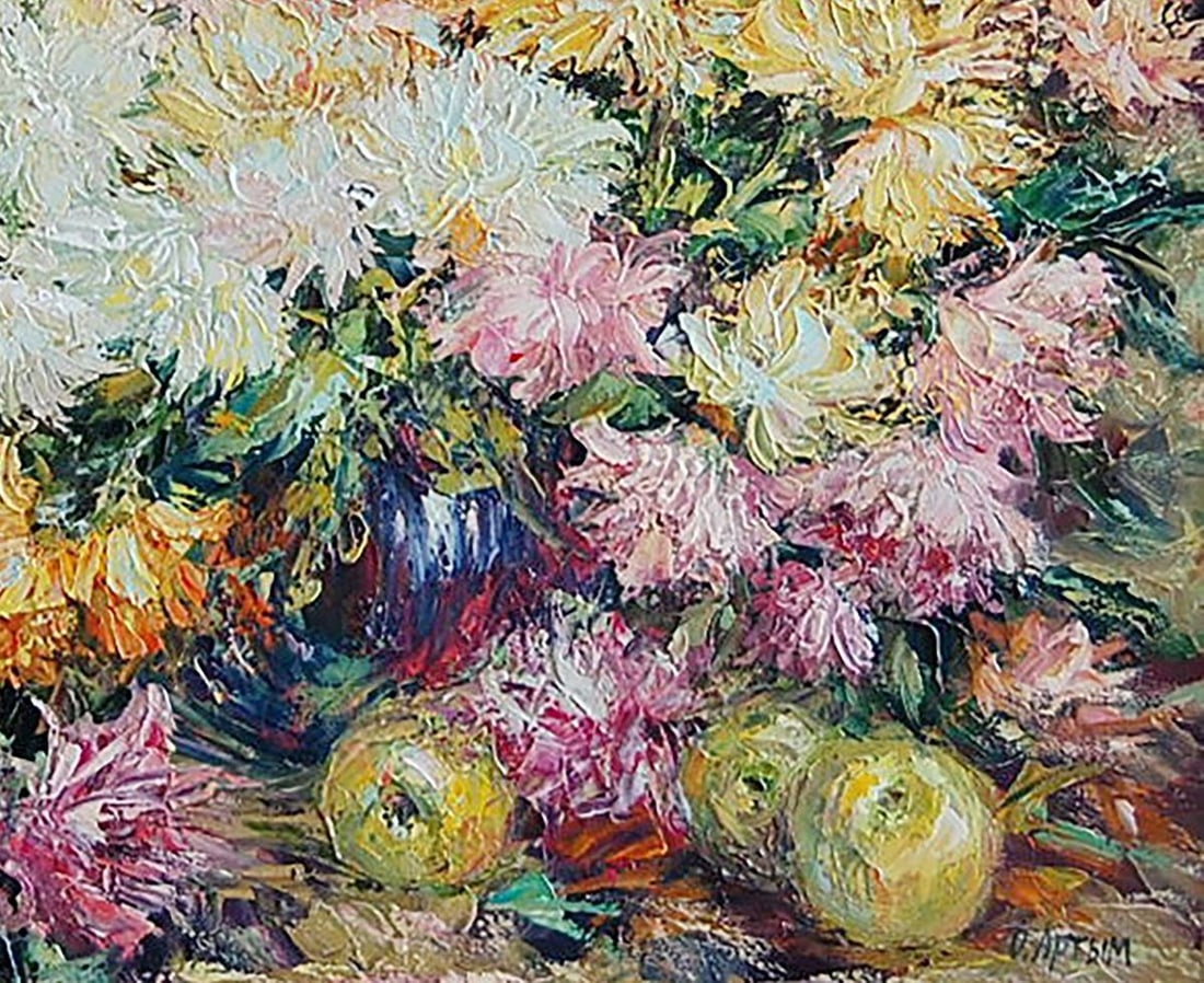 Oil painting Chrysanthemums from home Kotmin Olga - 5