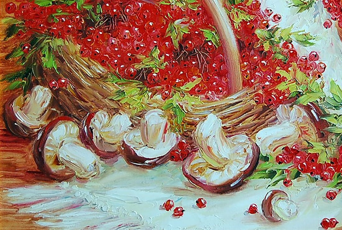 Oil painting Viburnum and mushrooms Kotmin Olga - 4