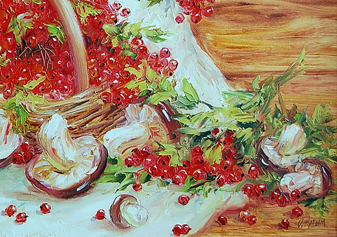 Oil painting Viburnum and mushrooms Kotmin Olga - 5