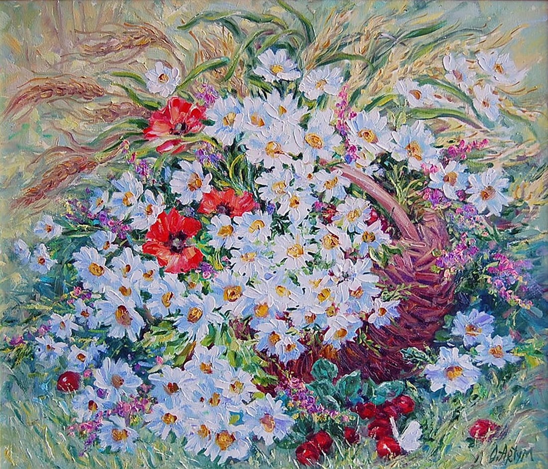 Oil painting July flowers Kotmin Olga