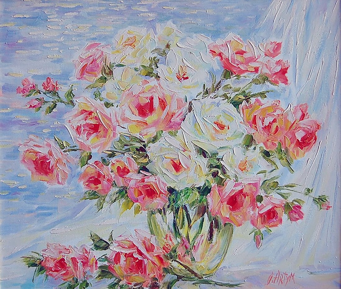 Oil painting Roses by the sea Kotmin Olga