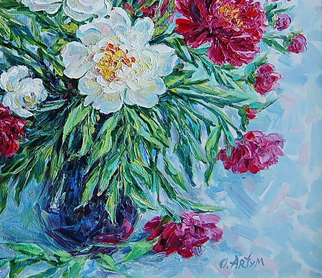 Oil painting Peonies of tenderness and love Kotmin Olga - 5