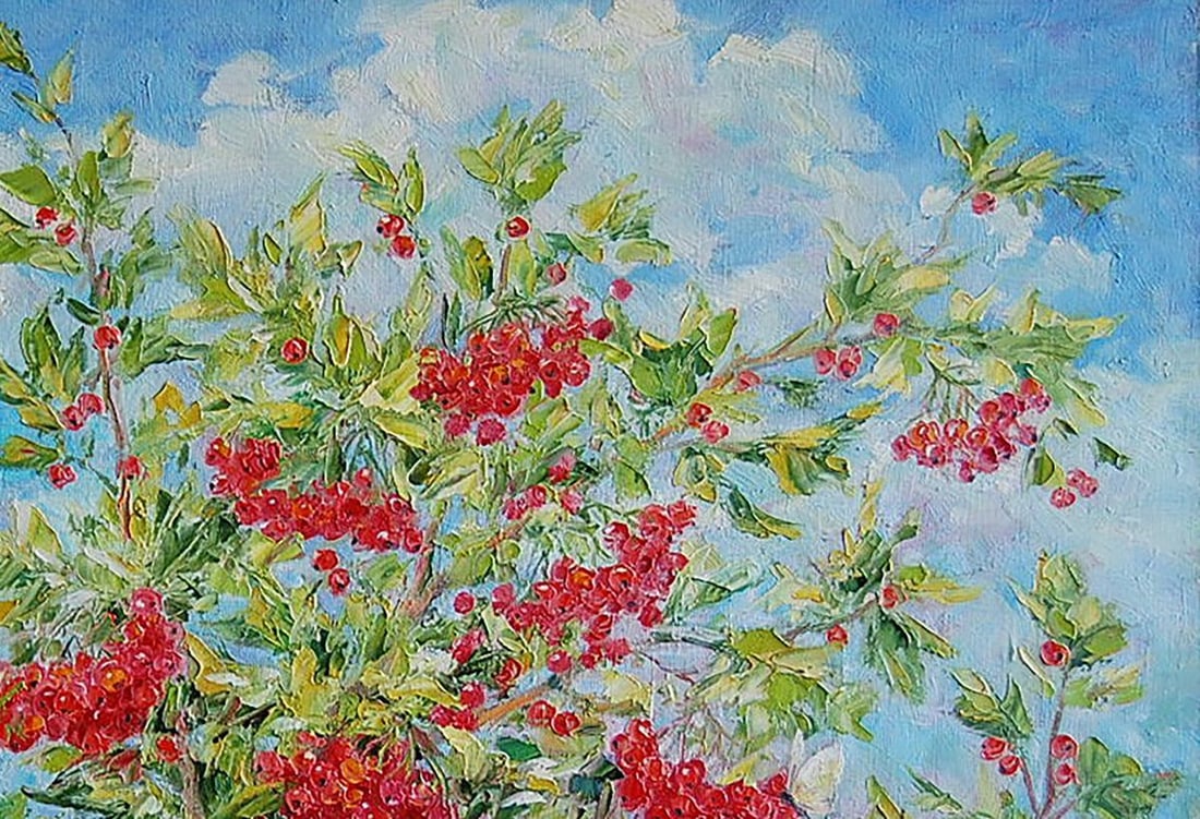 Oil painting Red viburnum Kotmin Olga - 3