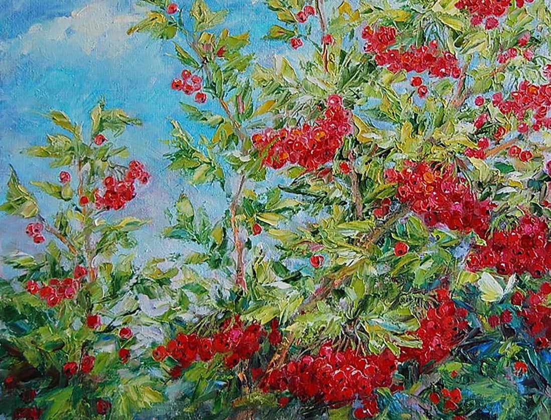 Oil painting Red viburnum Kotmin Olga - 4