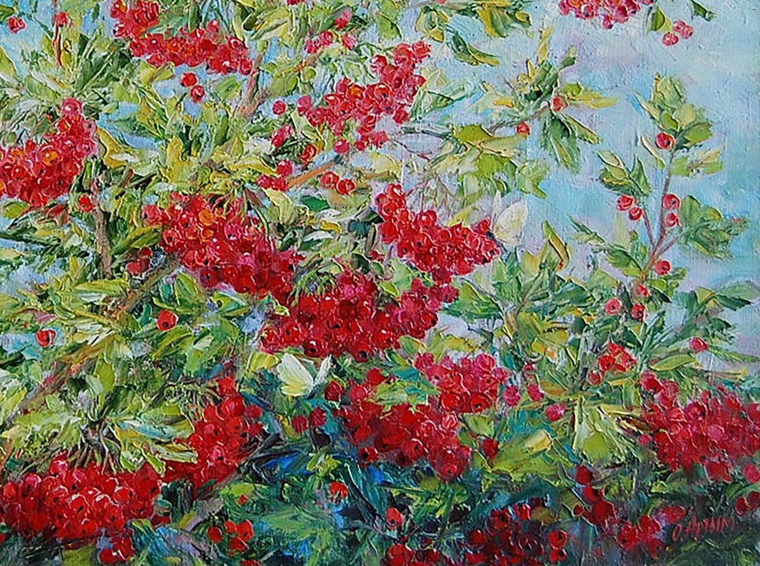 Oil painting Red viburnum Kotmin Olga - 5