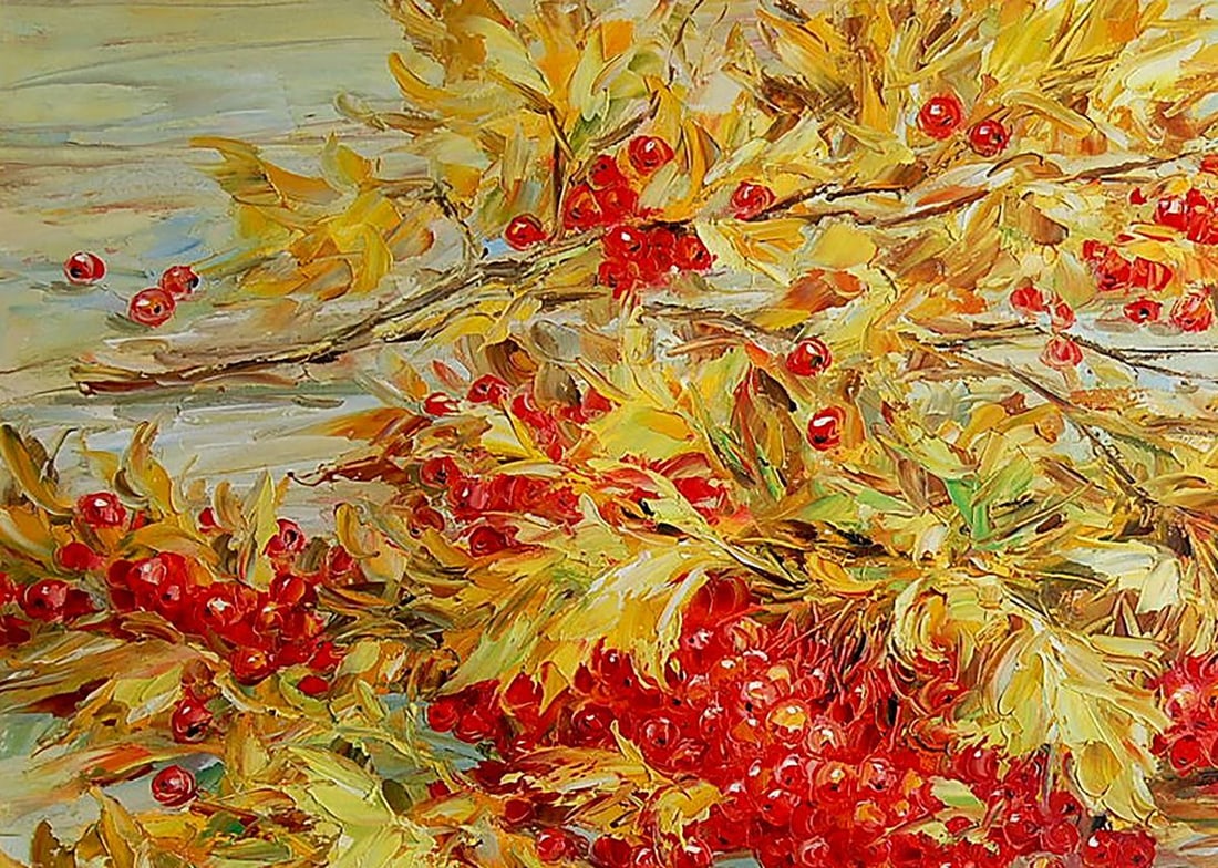 Oil painting Viburnum song Kotmin Olga - 2