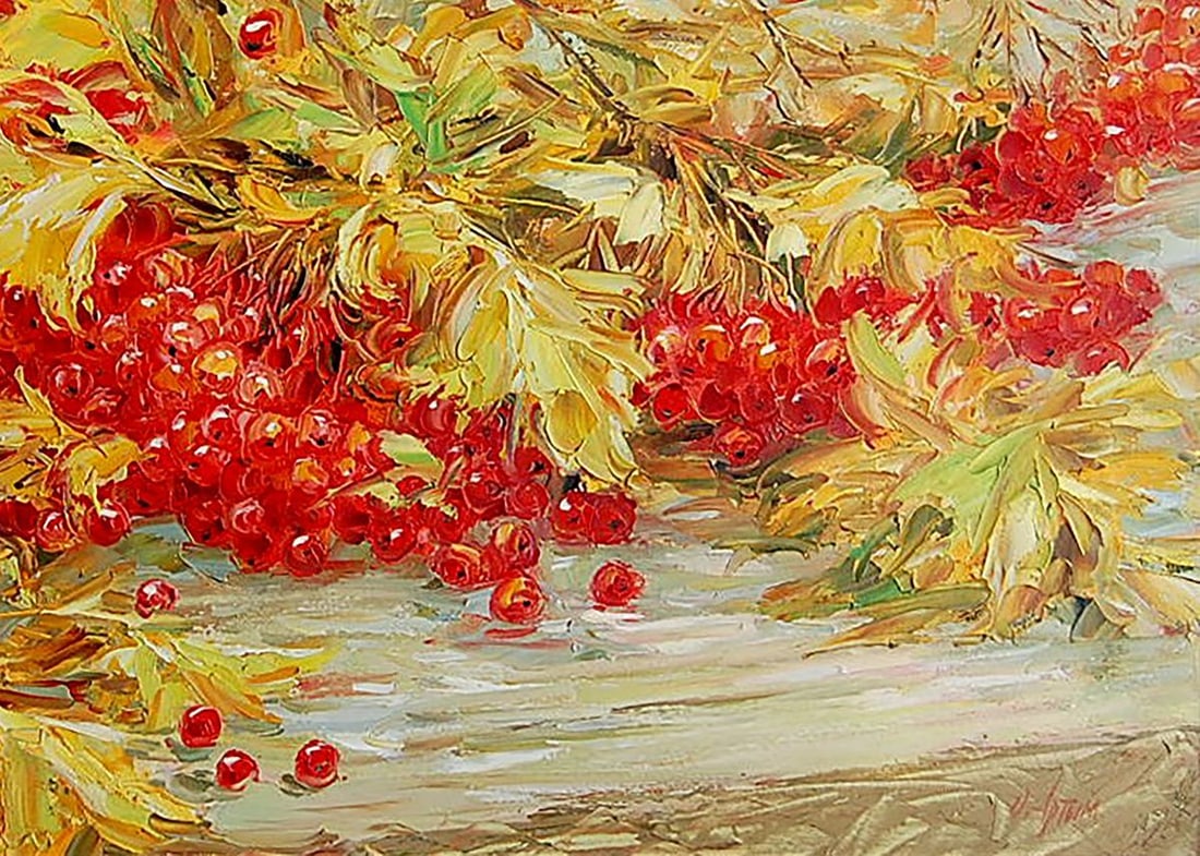 Oil painting Viburnum song Kotmin Olga - 5