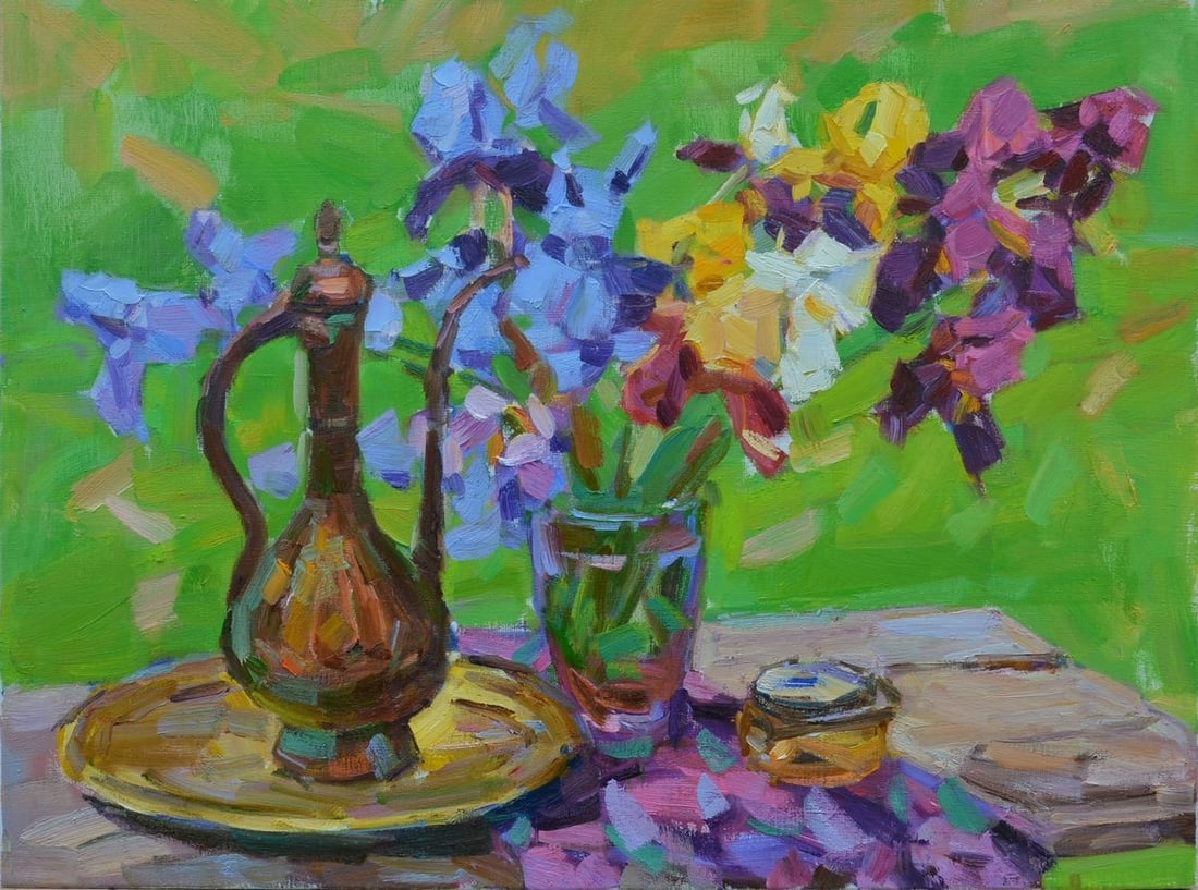 Oil painting Cumgan and phlox Tepeta Miacheslav