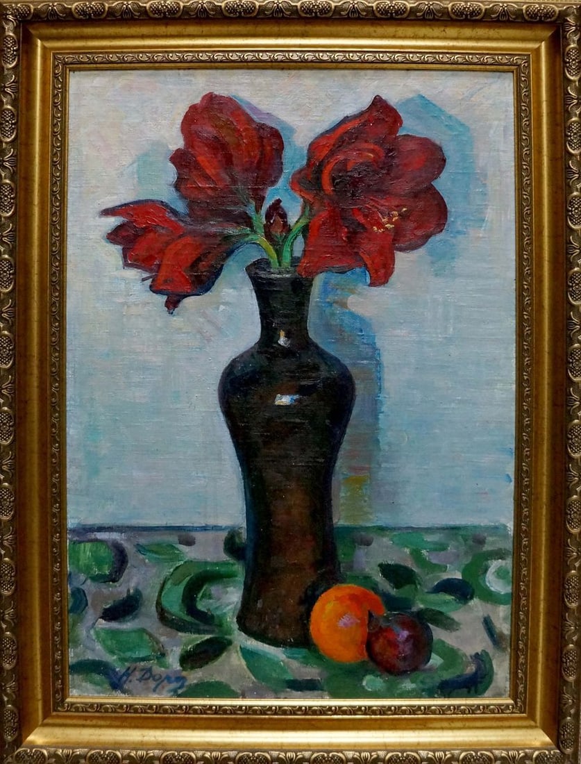 Oil painting Red peonies Dorofeev Nikolay Ivanovich