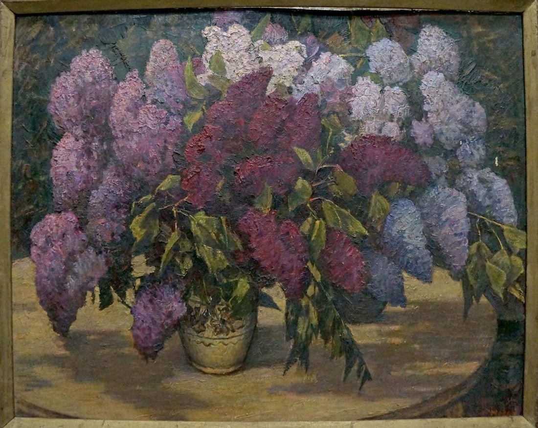 Oil painting Lilac bouquet Mozok Valery Leontyevich: Title: Oil painting Lilac bouquet Mozok Valery Leontyevich Description: Vern 1560 *** ABOUT THIS PAINTING *** * TITLE: "Lilac bouquet" * ARTISTS: Mozok Valery Leontyevich * SIZE: 67x85 cm/'26.37x33.46