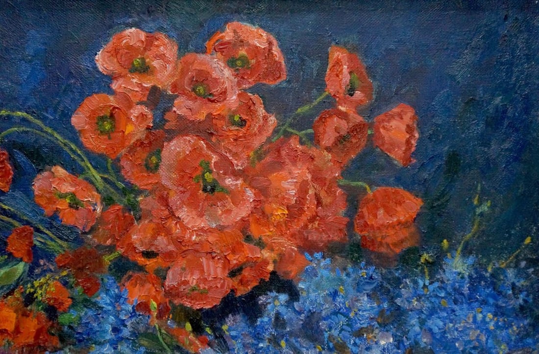Oil painting Still life with poppies Mynka Alexander Fedorovich - 4