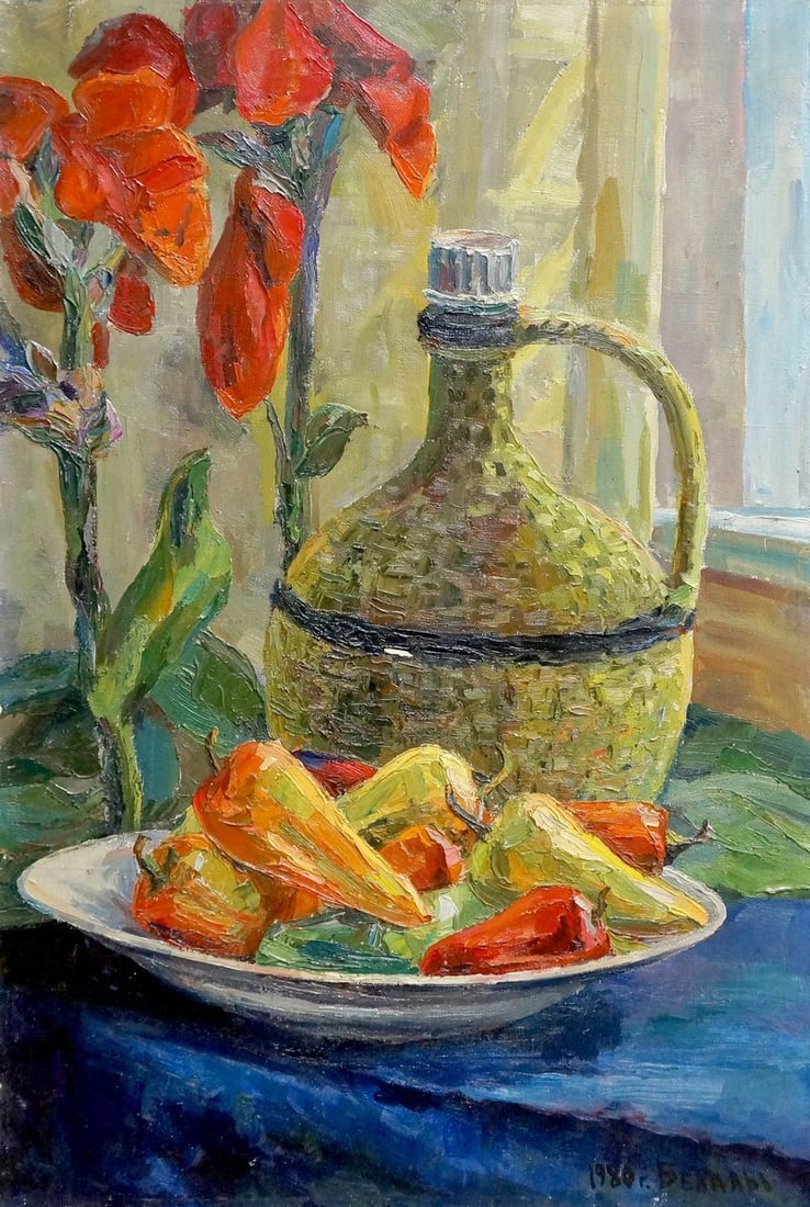 Oil painting Pepper and apples (1 of 8)