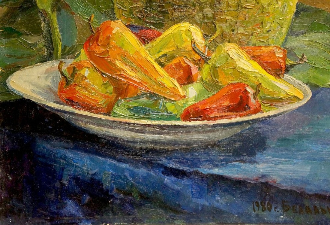 Oil painting Pepper and apples - 2