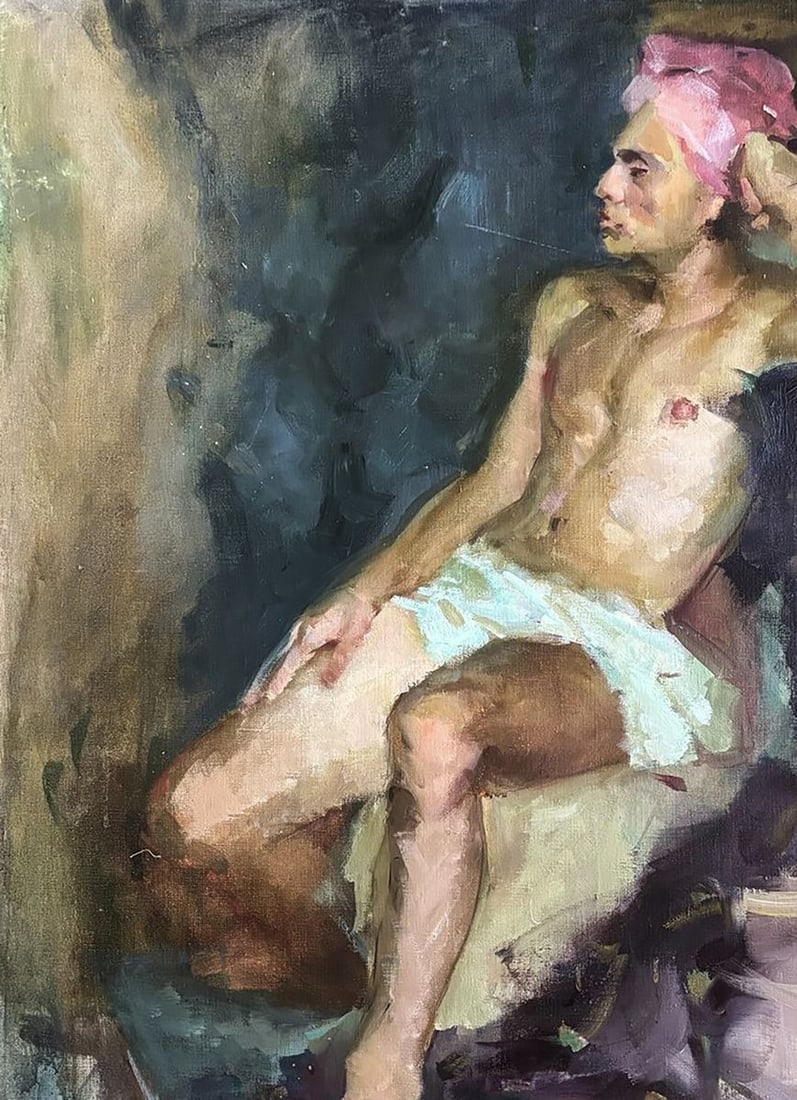Oil painting A Man Relaxing at the Baths Ivan Kovalenko - 2