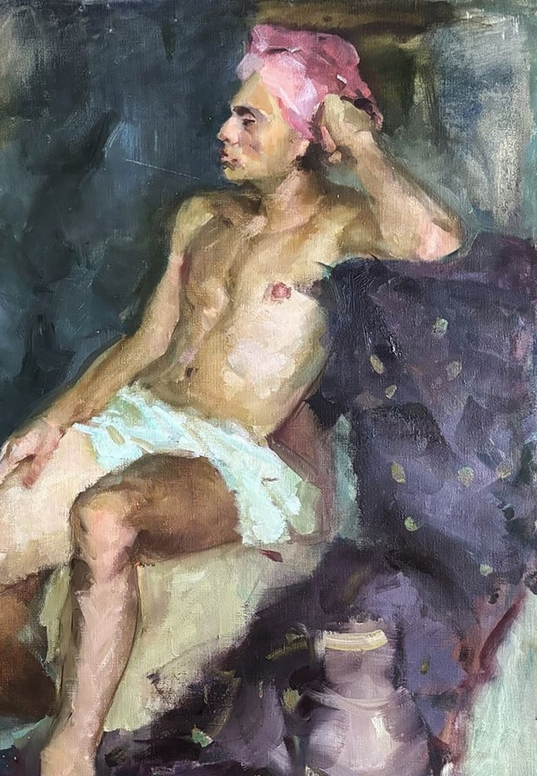 Oil painting A Man Relaxing at the Baths Ivan Kovalenko - 3