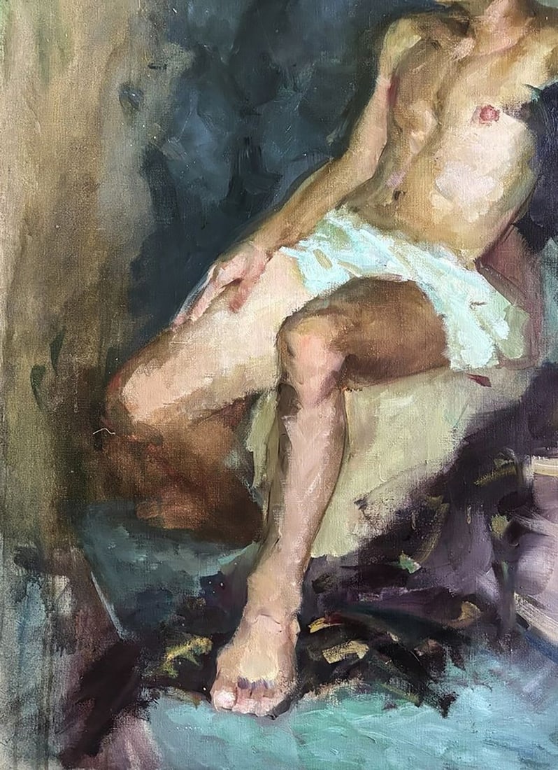 Oil painting A Man Relaxing at the Baths Ivan Kovalenko - 4