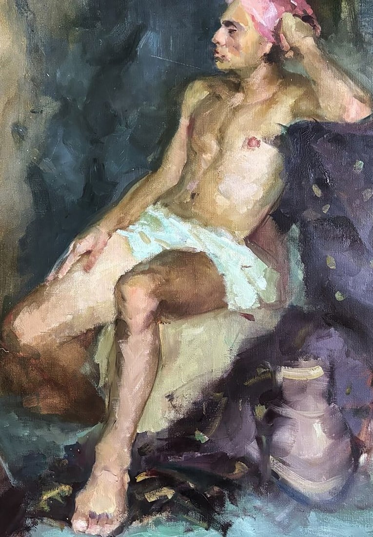 Oil painting A Man Relaxing at the Baths Ivan Kovalenko - 6