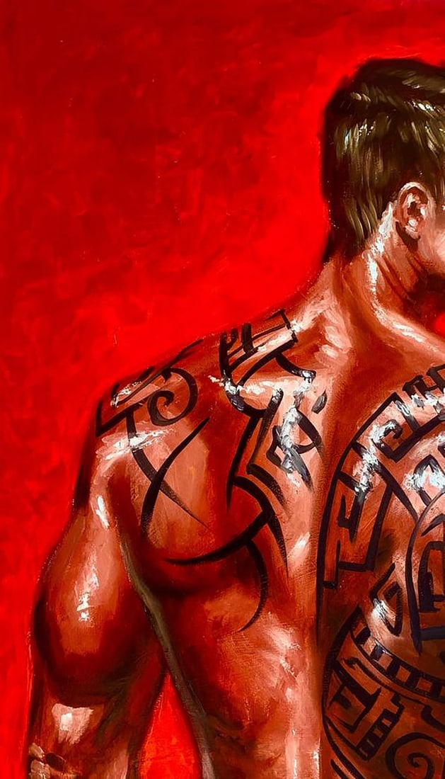 Oil painting Tattooing on an Athletic Body Olena Klimenko - 2