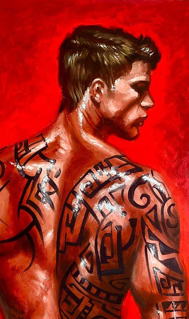 Oil painting Tattooing on an Athletic Body Olena Klimenko - 3