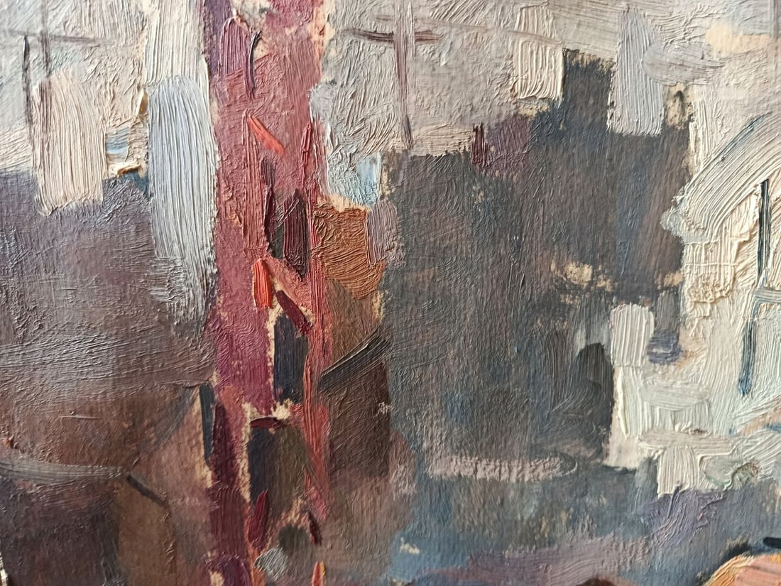 Oil painting Workers at the factory Unknown artist - 2