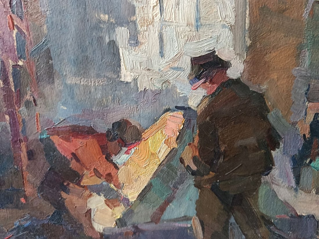 Oil painting Workers at the factory Unknown artist - 8