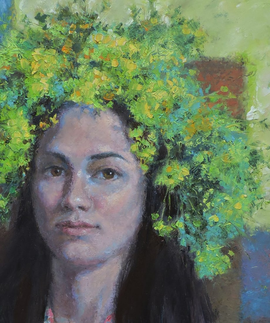 Oil painting Portrait of a girl with flowers Oksana Osnach - 5