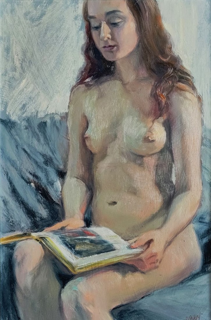 Oil painting Draw wings for a girl Oksana Osnach: Title: Oil painting Draw wings for a girl Oksana Osnach Description: Procach 138The Oil painting Hardboard titled "Draw wings for a girl" offers a deeply poetic exploration of vulnerability,