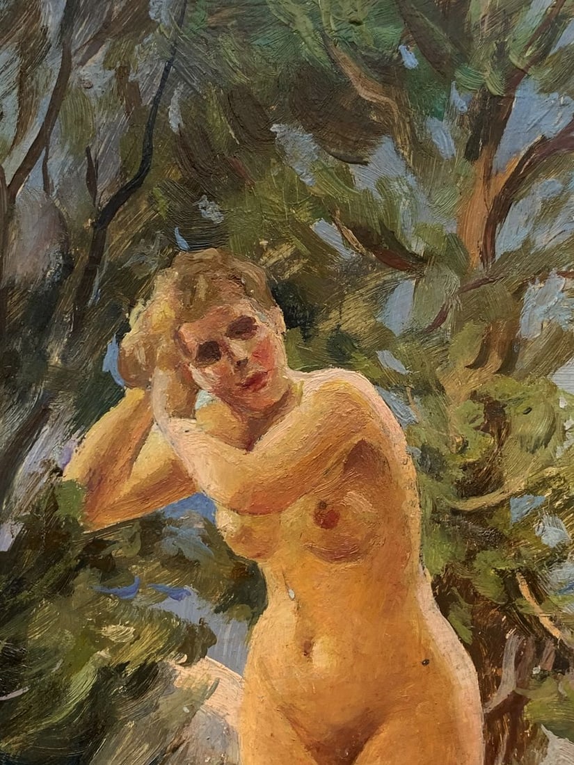Oil painting Naked girl by the shore Unknown artist - 4