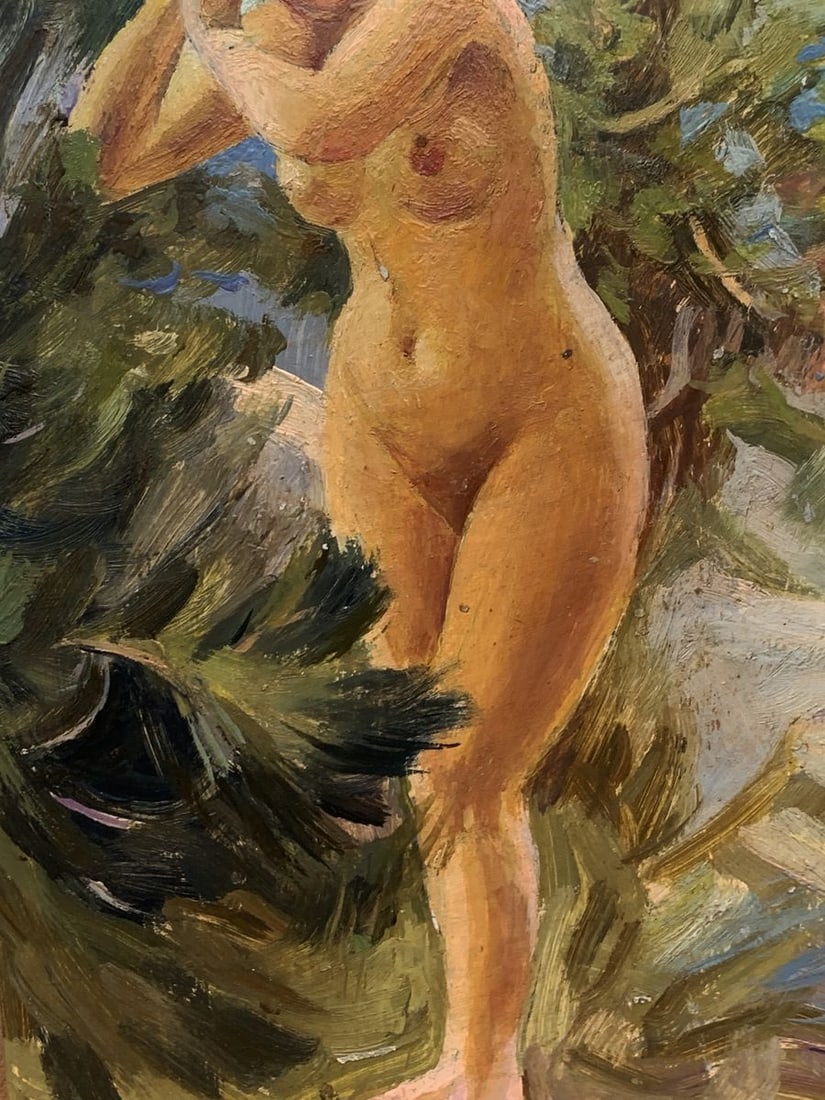 Oil painting Naked girl by the shore Unknown artist - 6