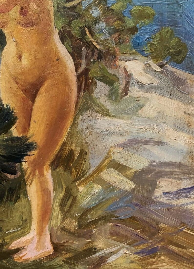 Oil painting Naked girl by the shore Unknown artist - 9