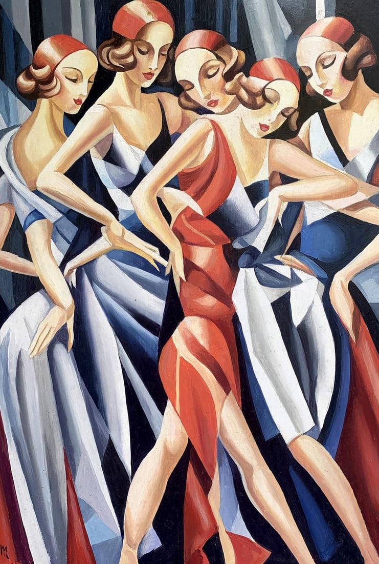 Abstract oil painting Slender girls (based on paintings by Franz Metzinger) Victor Konotopsky: Title: Abstract oil painting Slender girls (based on paintings by Franz Metzinger) Victor Konotopsky Description: No.1724"Slender Girls" by the renowned Ukrainian artist Viktor Konotopsky, inspired