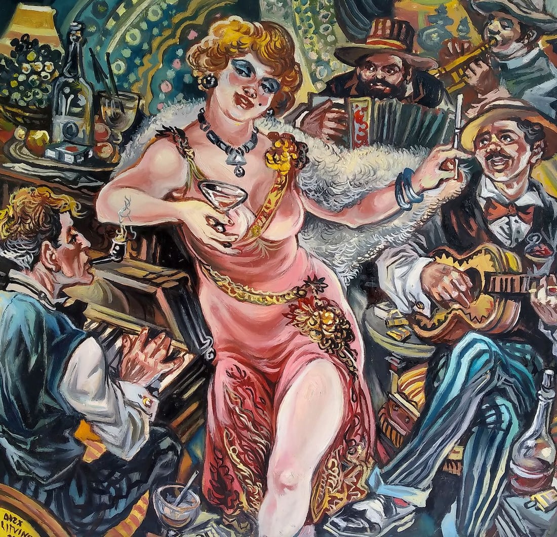 Oil painting In a bar with a naked girl Alexander Arkadievich Litvinov: Title: Oil painting In a bar with a naked girl Alexander Arkadievich Litvinov Description: No.1192 *** ABOUT THIS PAINTING *** * TITLE: "In a bar with a naked girl" * ARTISTS: Alexander Arkadievich
